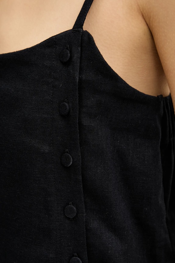 Λινό φόρεμα Abercrombie & Fitch KI159.5572.900 μαύρο