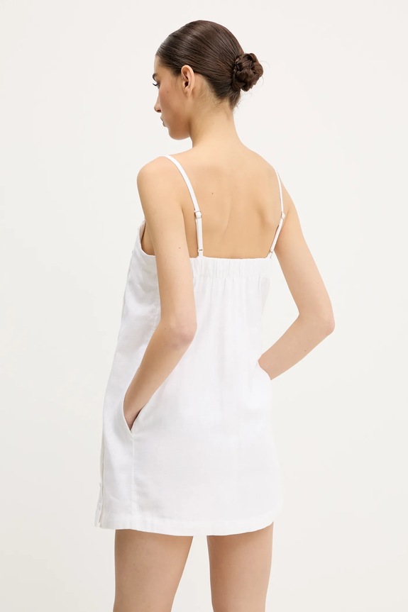 Oblačila Lanena obleka Abercrombie & Fitch KI159.5696.100 bež