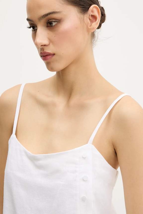 Lanena obleka Abercrombie & Fitch bež KI159.5696.100