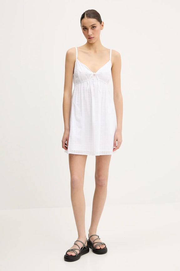 Βαμβακερό φόρεμα Hollister Co. KI359.5065.100 λευκό SS25