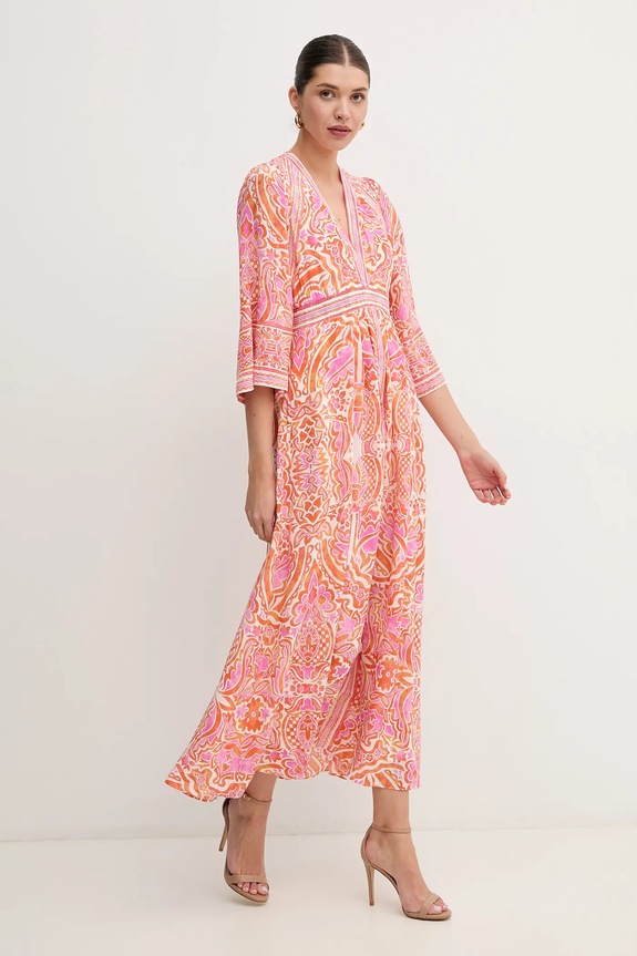 Obleka s primesjo svile Hale BOB Abby Casual oranžna 4YYU672A