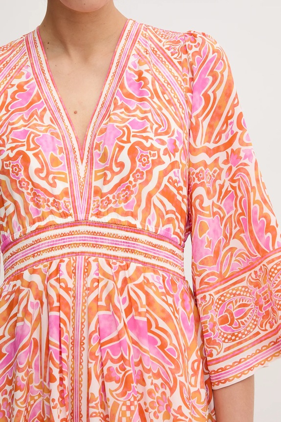 Obleka s primesjo svile Hale BOB Abby 4YYU672A oranžna