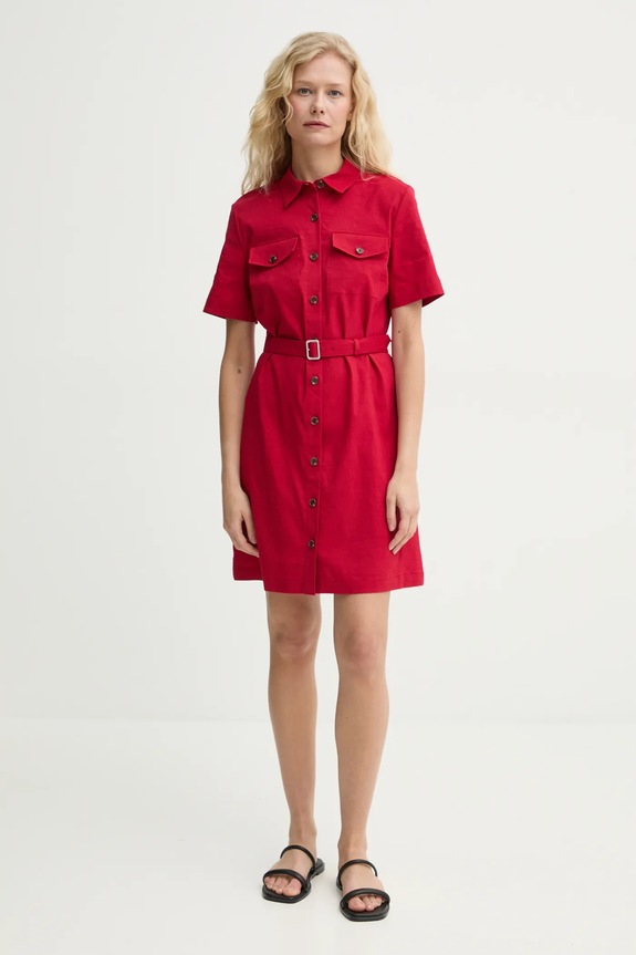 Theory vestito di lino P0303609 rosso SS25