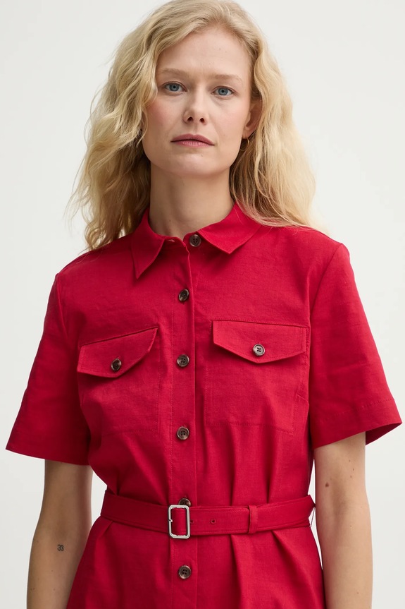 Theory vestito di lino rosso P0303609