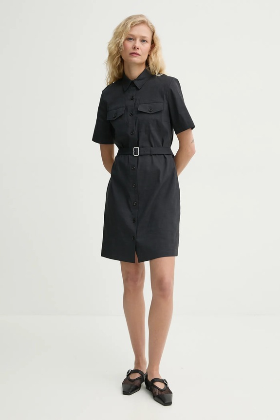 Λινό φόρεμα Theory P0303609 σκούρο μπλε SS25