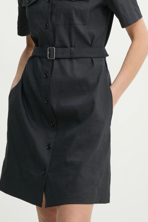 Λινό φόρεμα Theory P0303609 σκούρο μπλε