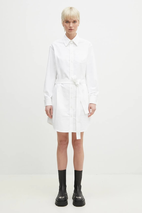 Kenzo vestito in cotone dritto bianco FF52RO4059LO.01