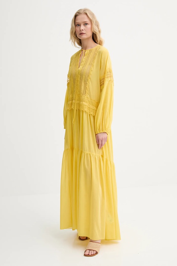 Ermanno Scervino LIFE rochie din amestec de mătase D464Q620RUQ galben SS25