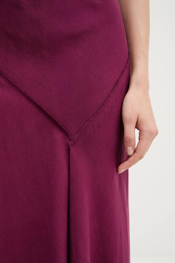 Obleka iz mešanice lana Hoss Intropia 8229107 vijolična