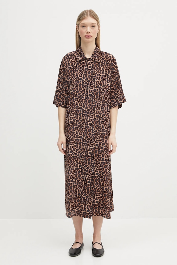 Anine Bing dress Julia Dress fabric brown A.02.0491