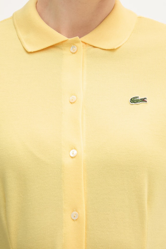 Lacoste sukienka letnia gładka bawełniana EF9621 żółty
