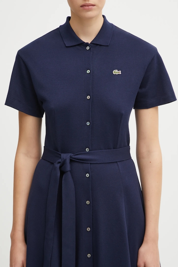 Lacoste sukienka letnia gładka bawełniana granatowy EF9621
