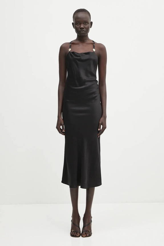 Marine Serre vestito Satin Slip viscosa nero WDR302B.CWOV0056
