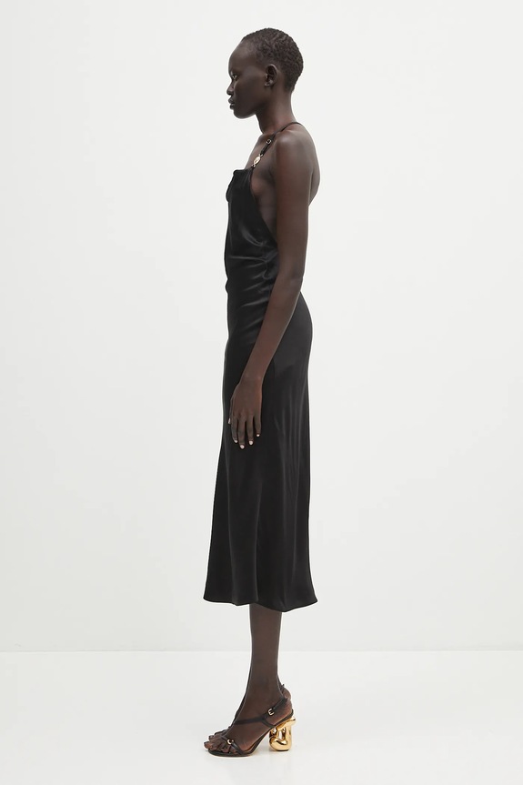 Marine Serre vestito Satin Slip WDR302B.CWOV0056 nero SS25