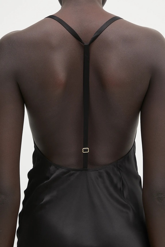 Marine Serre vestito Satin Slip nero WDR302B.CWOV0056
