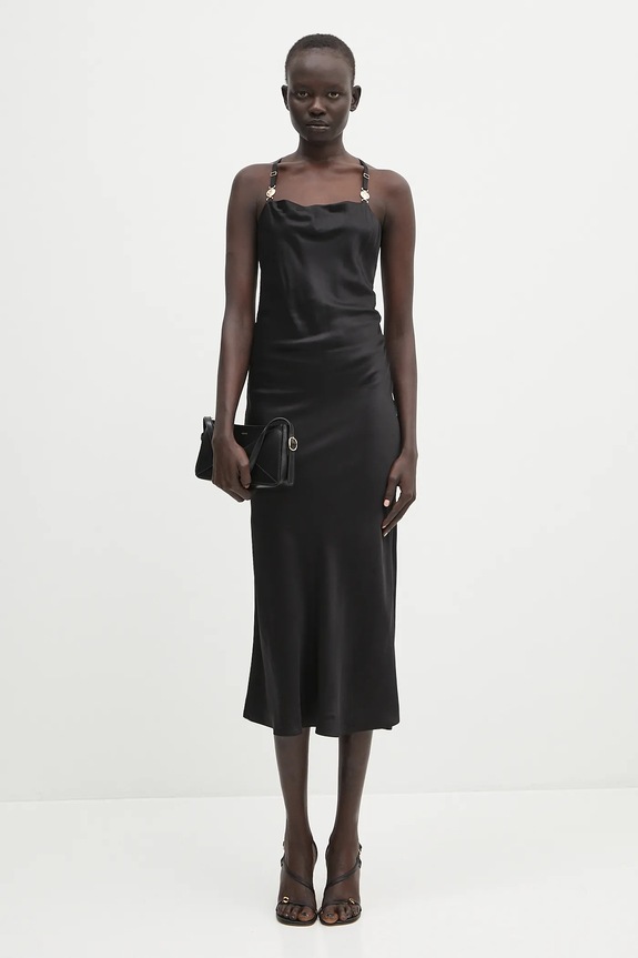 Marine Serre vestito Satin Slip WDR302B.CWOV0056 nero