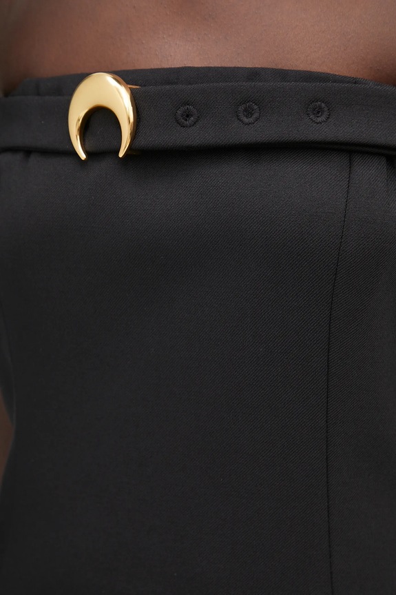 Vunena haljina Marine Serre Virgin Wool Twill Chest Belt crna WDR355A.RWOV0001
