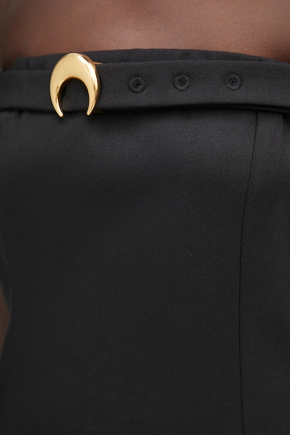 Vunena haljina Marine Serre Virgin Wool Twill Chest Belt crna WDR355A.RWOV0001