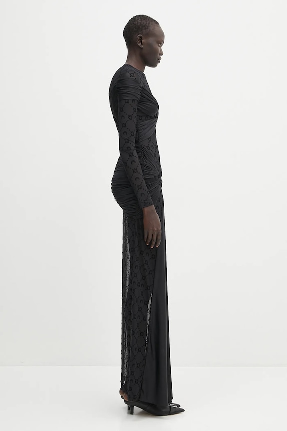 Marine Serre sukienka Draped Jersey Knotted czarny WDR339A.RJER0018