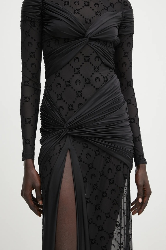 Marine Serre sukienka Draped Jersey Knotted WDR339A.RJER0018 czarny