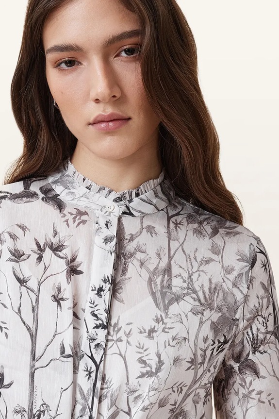Λινό φόρεμα AllSaints SKYLAR MAXI W047DC λευκό SS25
