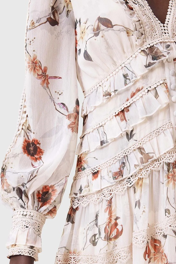 Odzież AllSaints sukienka ZORA MIDI W084DC beżowy