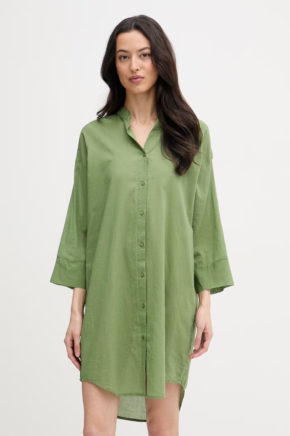 United Colors of Benetton košeľové šaty bavlnené zelená 4DW35V02K