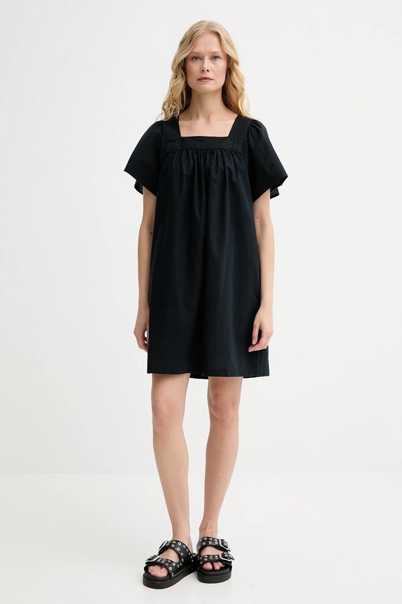 Obleka iz mešanice lana Levi's AMBRE BABYDOLL DRESS 001HT črna SS25