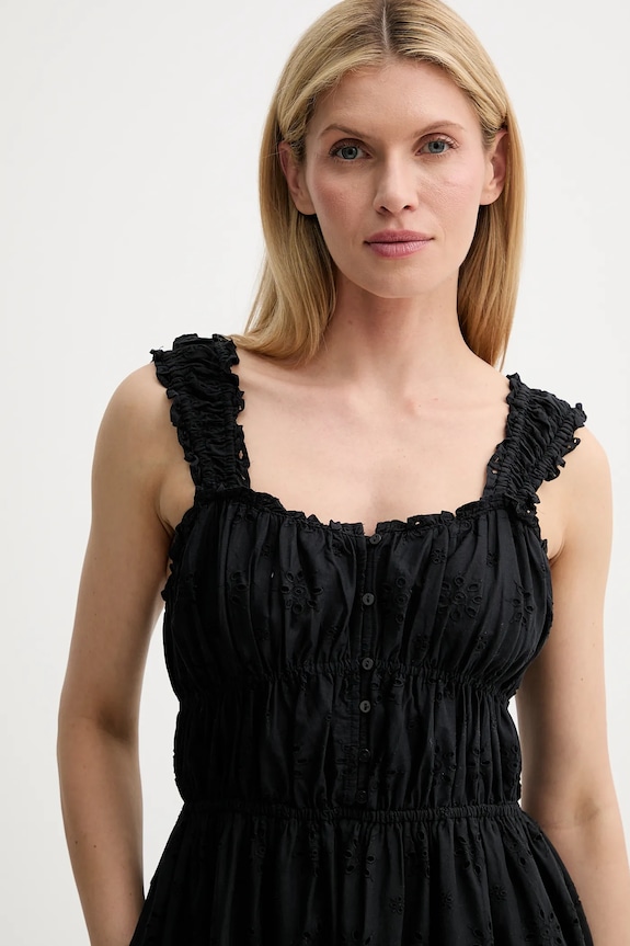 Levi's rochie din bumbac AMAYA TIERED MAXI DRESS negru 001TB