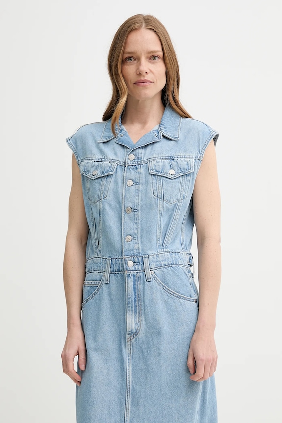 Levi's sukienka jeansowa ICONIC SLEEVELESS DRESS niebieski 001WF