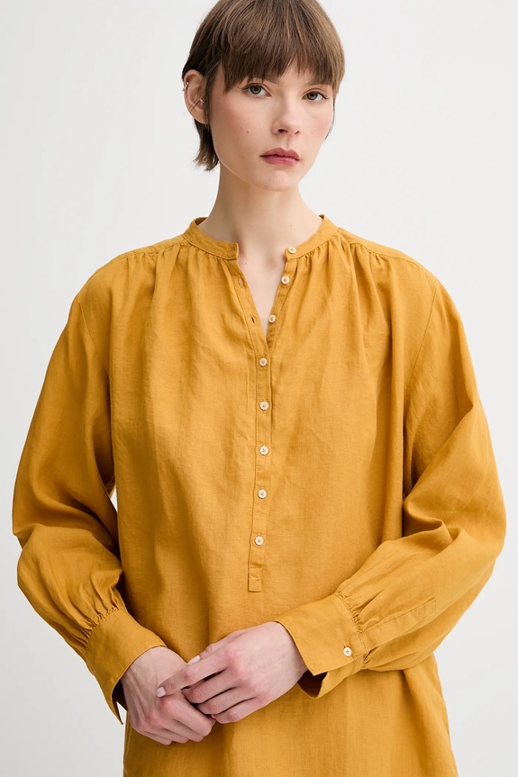 Λινό φόρεμα Marc O'Polo κίτρινο M04113521171