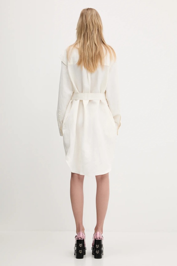 Oblečení Šaty s příměsí lnu JW Anderson Cape Shoulder Drape DR0474.PG1690.002 béžová