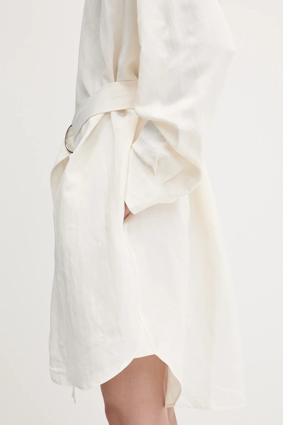 Šaty s příměsí lnu JW Anderson Cape Shoulder Drape DR0474.PG1690.002 béžová