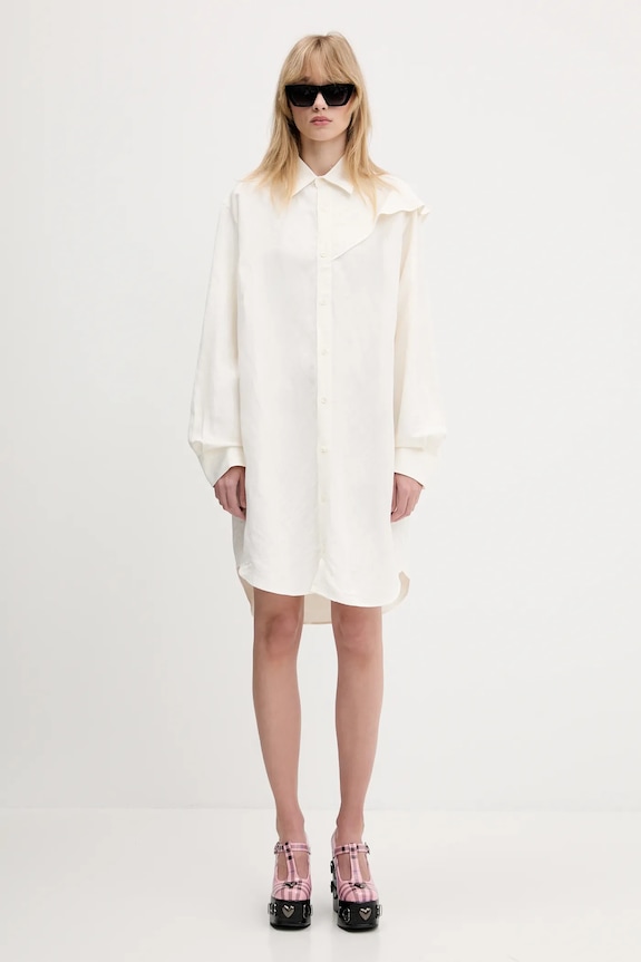 Šaty s příměsí lnu JW Anderson Cape Shoulder Drape DR0474.PG1690.002