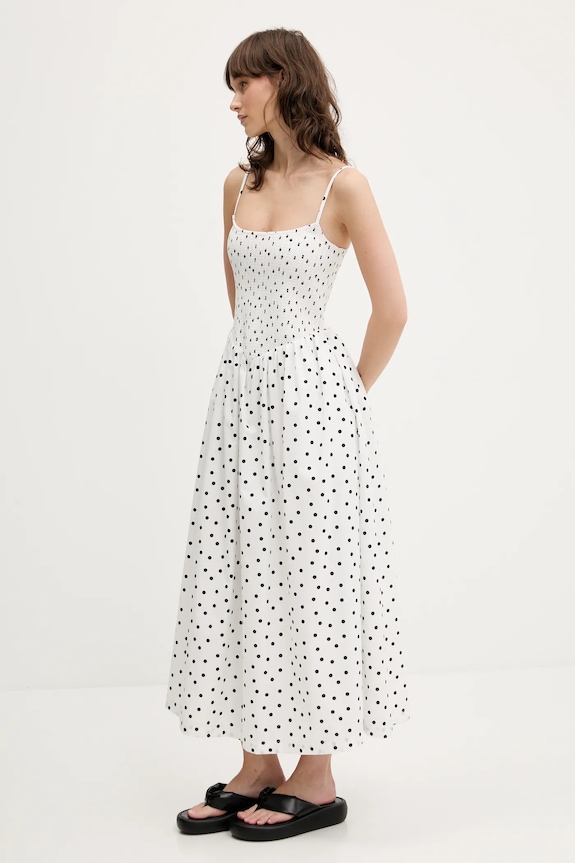 Φόρεμα Abercrombie & Fitch KI159.5842.107 λευκό SS25