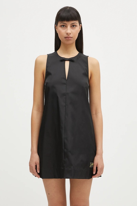 GANNI sukienka Duchesse Nylon Mini okrągły czarny W0472