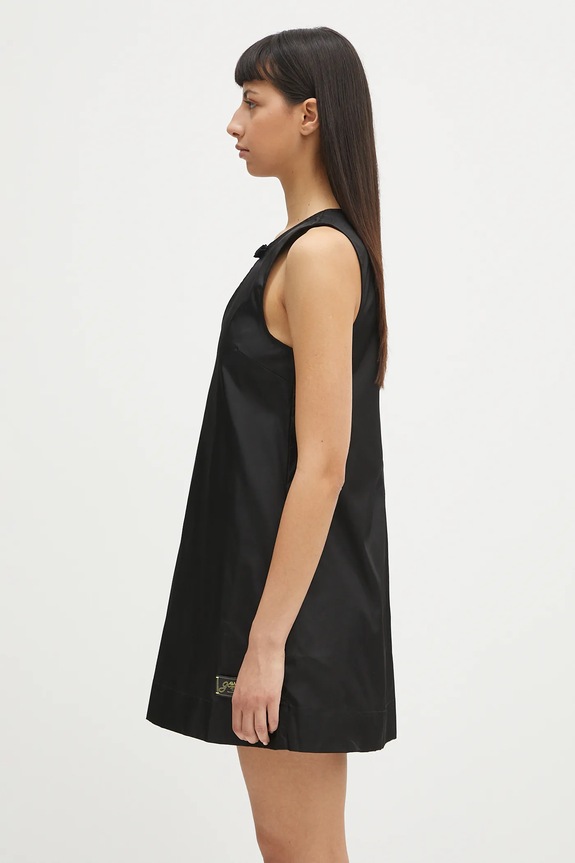 GANNI sukienka Duchesse Nylon Mini W0472 czarny SS25