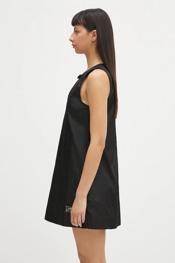 GANNI sukienka Duchesse Nylon Mini W0472 czarny SS25