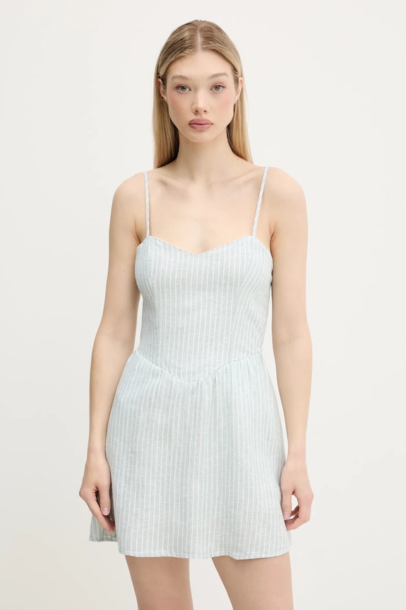 Ľanové šaty Hollister Co. pásiky zelená KI359.5120.304