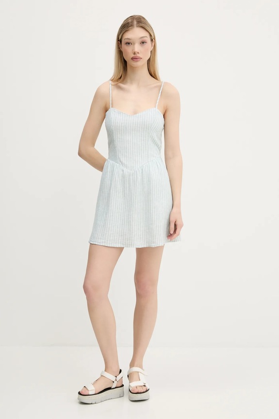 Ľanové šaty Hollister Co. KI359.5120.304 zelená SS25