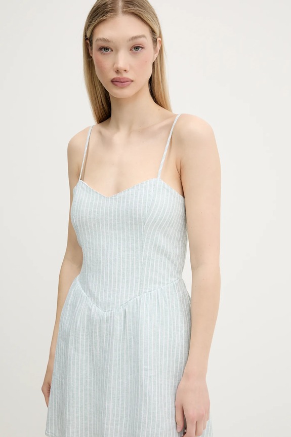Ľanové šaty Hollister Co. zelená KI359.5120.304