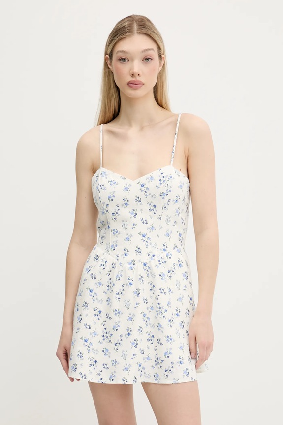 Ľanové šaty Hollister Co. kvetinový béžová KI359.5240.109