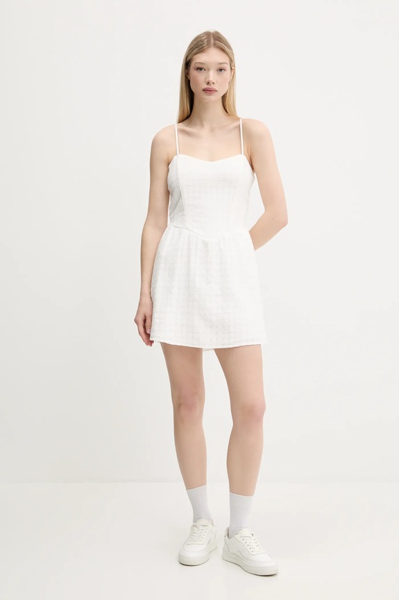 Bavlnené šaty Hollister Co. KI359.5251.100 biela SS25