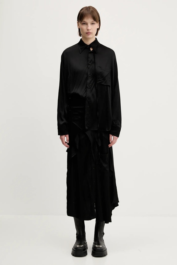 Ottolinger vestito Deconstructed Satin Cut-Out tessuto elasticizzato nero 111.501911.02