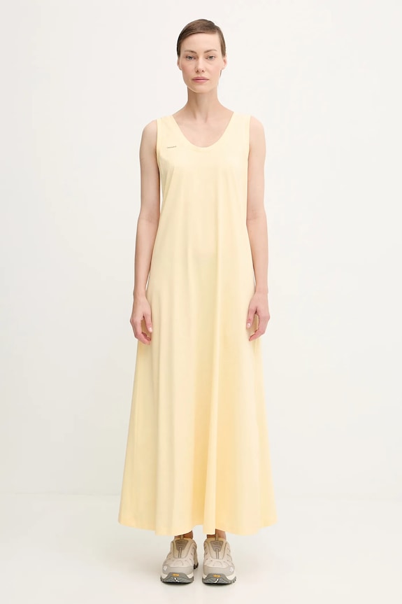 Pamučna haljina Pangaia Midweight Long Dress pamuk zlatna 10002554