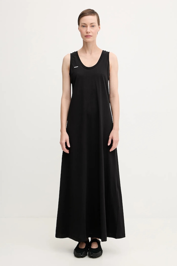 Bavlnené šaty Pangaia Midweight Long Dress bavlna čierna 10002554