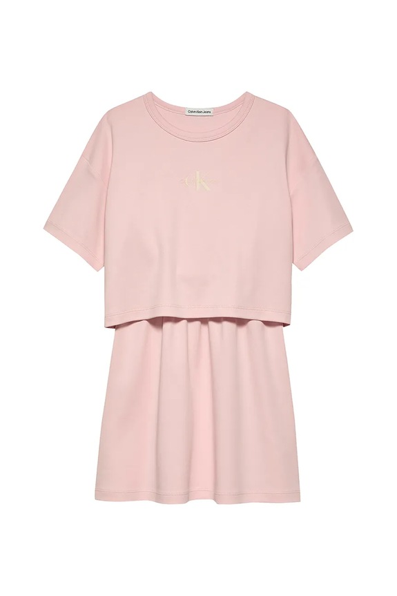 Calvin Klein Jeans sukienka bawełniana dziecięca IG0IG02770.104.116.PPYA różowy SS25