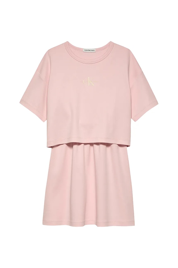 Calvin Klein Jeans sukienka bawełniana dziecięca IG0IG02770.104.116.PPYA różowy SS25