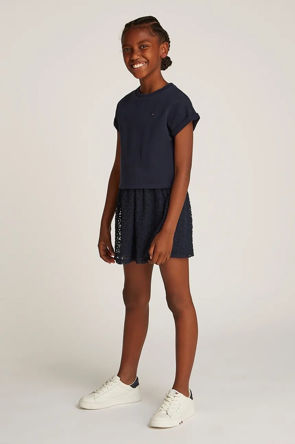 Παιδικό φόρεμα Tommy Hilfiger στρογγυλό σκούρο μπλε KG0KG08333.128.176.PPYA