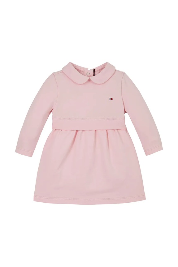 Бебешка памучна рокля Tommy Hilfiger памук розов KN0KN01972.PPYA